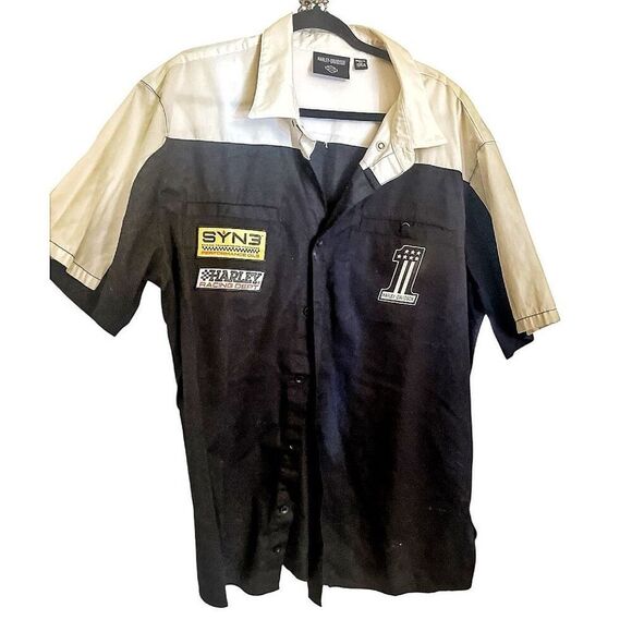 Men’s Harley Davidson #1 Victory Embroidered Raving Button Down Shirt Size 2XL - Picture 1 of 6